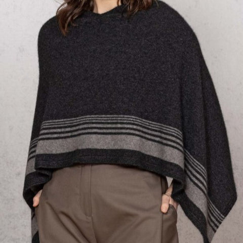 Noble Wilde Stripe Poncho - Charcoal or Bahama