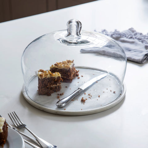 Marble Cake Plate with Glass Dome - Greige - Home & Garden - Chiswick, London W4 