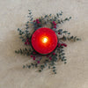 Frosted Faux Red Berry Candle Ring