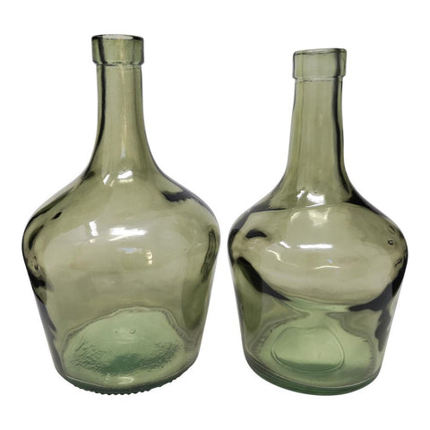 green glass carafe bottle vase 1 litre recycled glass