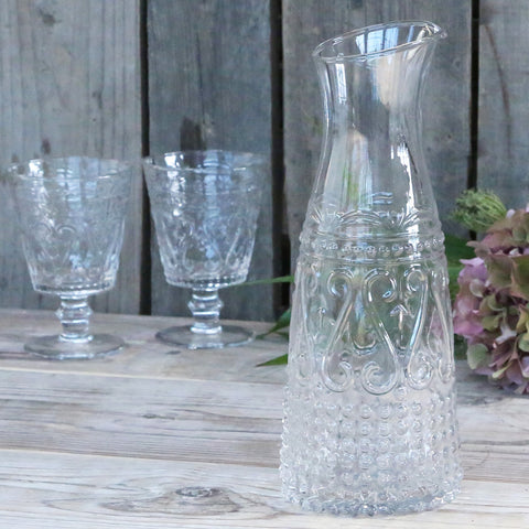 Elegant Pressed Glass Carafe and Jug - Greige - Home & Garden - Chiswick, London W4 