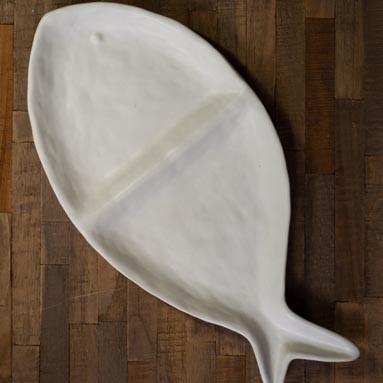 Ceramic Fish Platter - Matt White