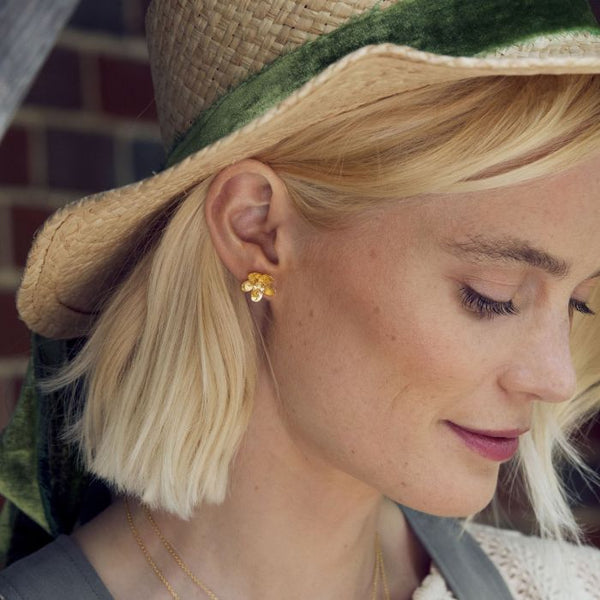 Citrine Buttercup Earrings - Gold - Alex Monroe
