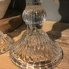 Ribbed Clear Glass Candlestick for Dinner or Taper Candle - Two Sizes - Greige - Home & Garden - Chiswick, London W4 