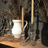 Ribbed Clear Glass Candlestick for Dinner or Taper Candle - Two Sizes - Greige - Home & Garden - Chiswick, London W4 