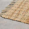 Handwoven Hemp rug with Fine Black Thread Stripe