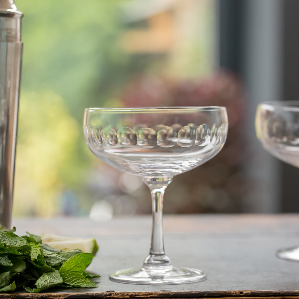 Crystal Cocktail Glasses with Spears Design, Set of Four