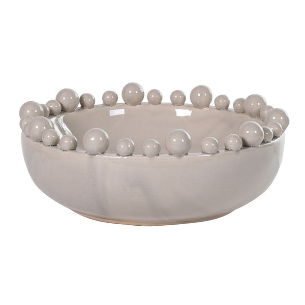 Large Cream Ceramic Bowl with Bobbles on Rim - Greige - Home & Garden - Chiswick, London W4 