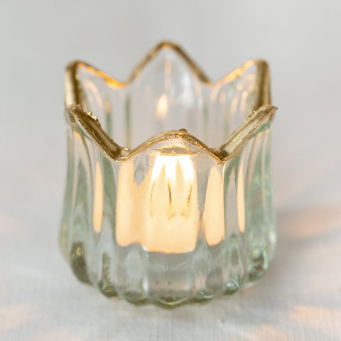 Crown Shape Tealight Holder with Gold Rim