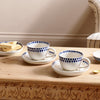 Handmade Ceramic Cup & Saucer - Indigo Drop Design