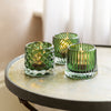 Set of Three Mini Decorative Glass Tealight Holders - Green