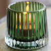 Set of Three Small Decorative Glass Tealight Holders - Green