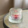 Set of Three Small Decorative Glass Tealight Holders - Clear