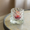 Set of Three Small Decorative Glass Tealight Holders - Clear