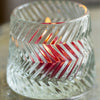 Set of Three Small Decorative Glass Tealight Holders - Clear