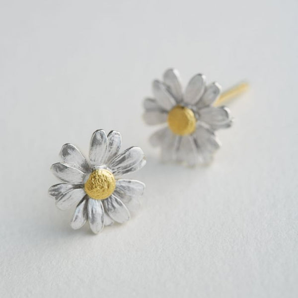 Daisy Stud Earrings - Silver & Gold - Alex Monroe