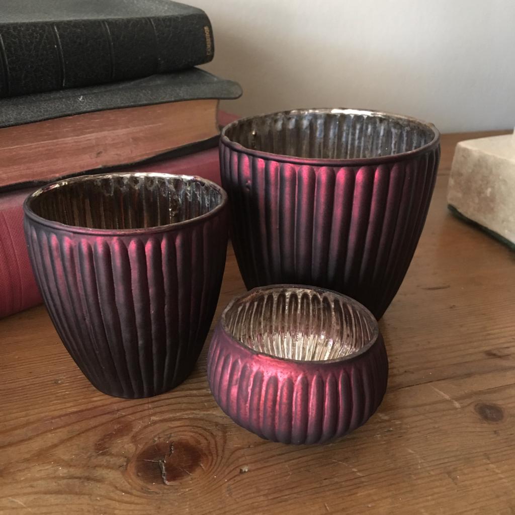 Red Ribbed Glass Dark Red Ribbed Glass Tealight Holder - Three Sizes – Greige Lifestyle