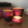 Dark Red Ribbed Glass Tealight Holder - Three Sizes - Greige - Home & Garden - Chiswick, London W4 