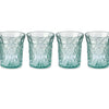 Decorative recycled glass embossed water tumblers set of four