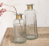 Hammered Glass Bottles with Brass Ring - Greige - Home & Garden - Chiswick, London W4 