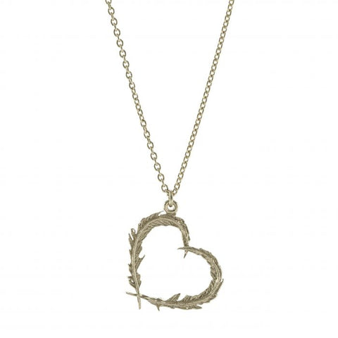 Delicate Feather Heart Necklace - Silver - Alex Monroe