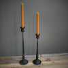 tall thin black distressed metal candlestick
