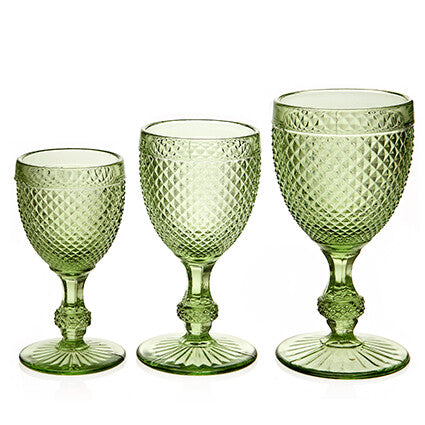 Diamond Wine Glass Large Green made in Portugal