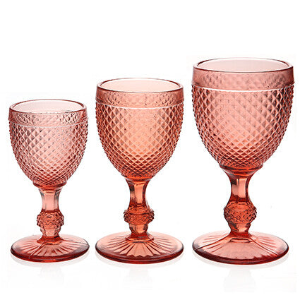 Diamond Wine Glass Large Pink made in Portugal