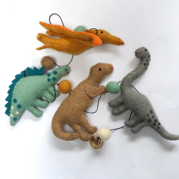 Handmade Felt Dinosaur String - Different Species - Fairtrade