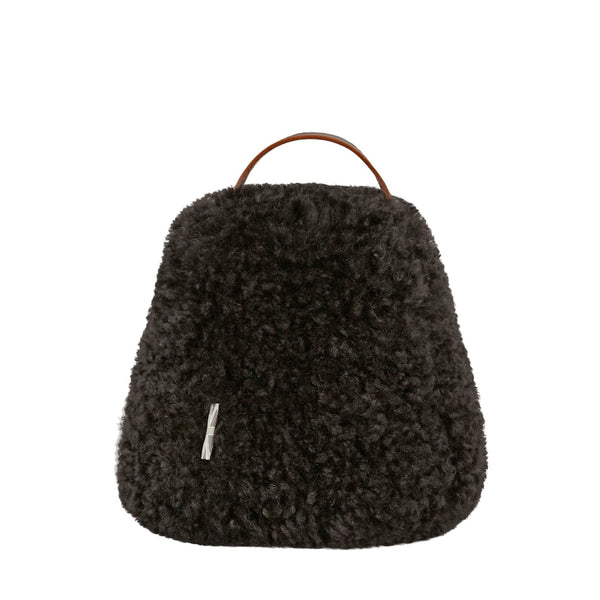 Faux Curly Fur Doorstop Black