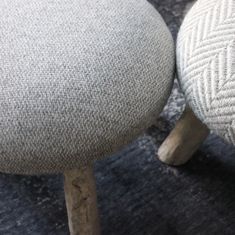 Little Wool Stool with Driftwood Legs - Greige - Home & Garden - Chiswick, London W4 