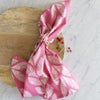 Pure Cotton Napkin - White Leaf Stripe on Pink - Set of Four