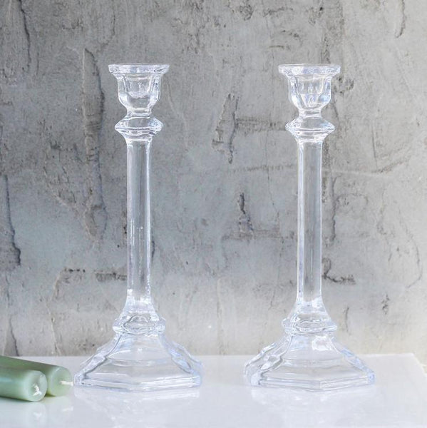 Eleanor Glass Candlestick - Set of Two - Greige - Home & Garden - Chiswick, London W4 