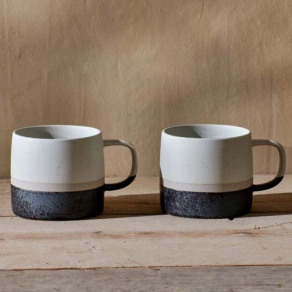 Dipped Stoneware Mug Cream Dark Blue