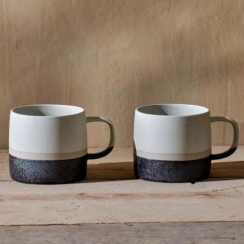 Dipped Stoneware Mug Cream Dark Blue