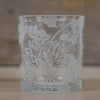 Set of Three Etched Glass Botanical Design Tealight Holders