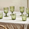 Fine Ribbed Glass Wine Glasses - Olive - Set of Four