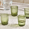 Fine Ribbed Glass Tumblers - Olive - Set of Four