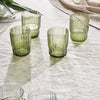 Fine Ribbed Glass Tumblers - Olive - Set of Four