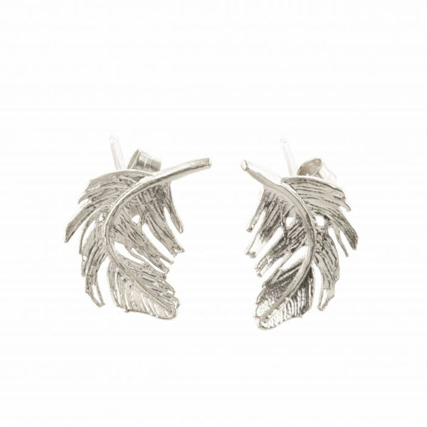 Feather Stud Earrings - Silver - Alex Monroe