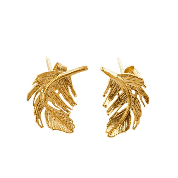 Feather Stud Earrings - Gold - Alex Monroe
