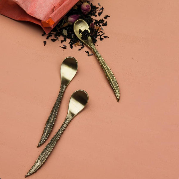 Feather Brass Teaspoon - Set of Four - Greige - Home & Garden - Chiswick, London W4 