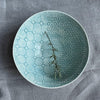Wonki Ware Deep Pasta Bowl Turquoise Lace Pattern