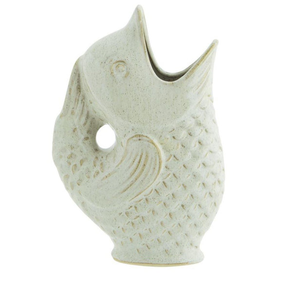 Stoneware Fish Vase or Jug Off White