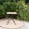 Folding outdoor table rustic reclaimed wood and powder-coated iron