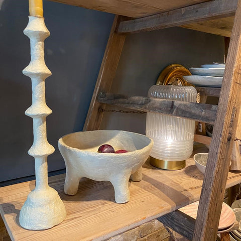 Rustic Papier Mache Bowl with Feet - Clarissa