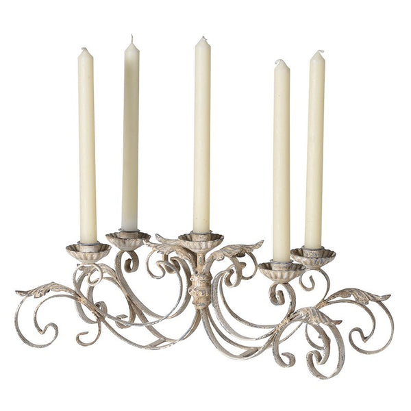 Elaborate French Style Metal Candle-Holder (for 5 Candles) - Greige - Home & Garden - Chiswick, London W4 
