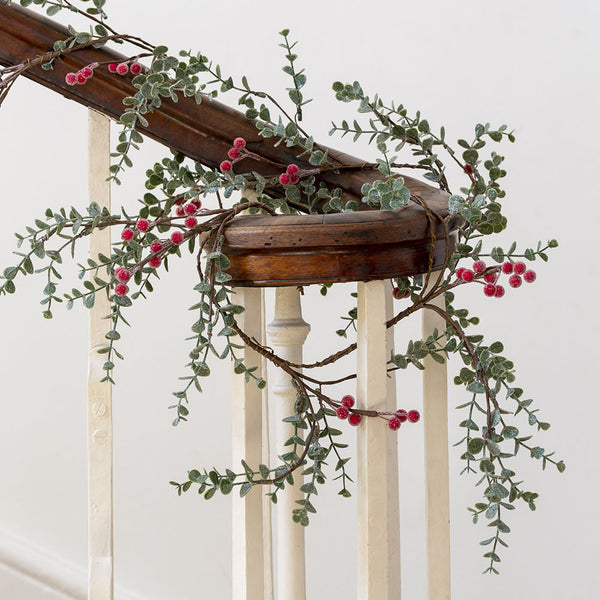 Frosted Faux Winter Red Berry Garland - 150cm