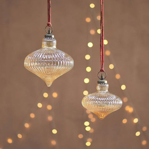 Gold Lustre Glass Lantern Bauble Giant