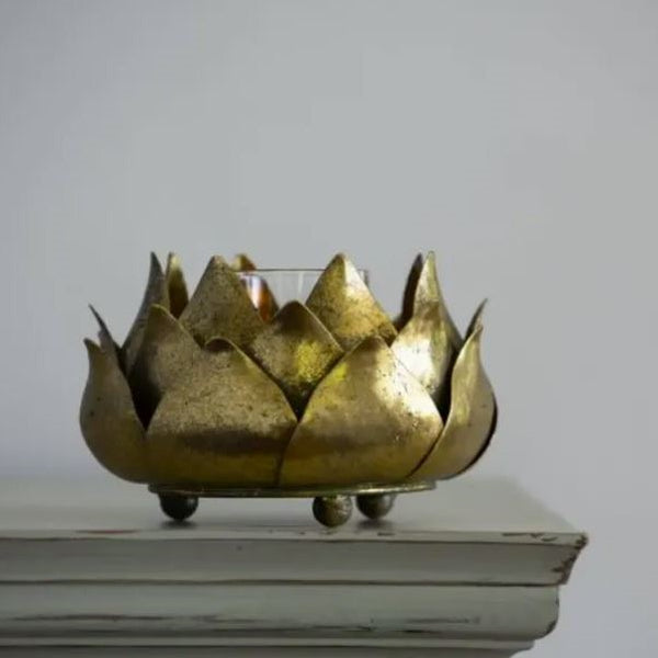 Golden Artichoke Candle Holder